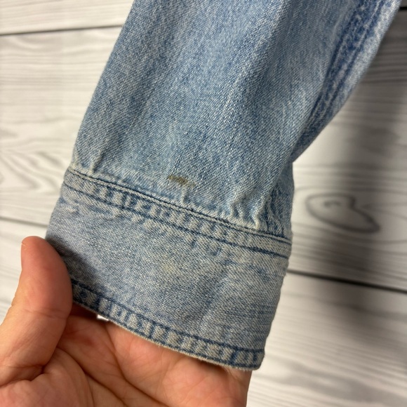 American Eagle Vintage Patchwork Denim Long Sleeve Button Down Shirt Medium - Picture 9 of 16